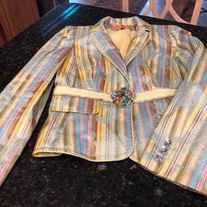 CYNTHIA STEFFE SATIN JACKET WITH BROOCH LARGE